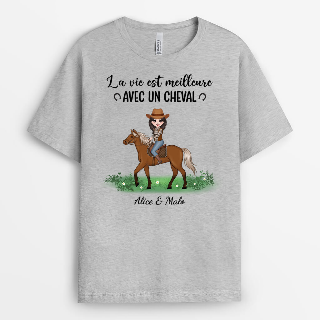 1184AFR1 Cadeau Personnalise T shirt Vie Cheval Amoureux des animaux