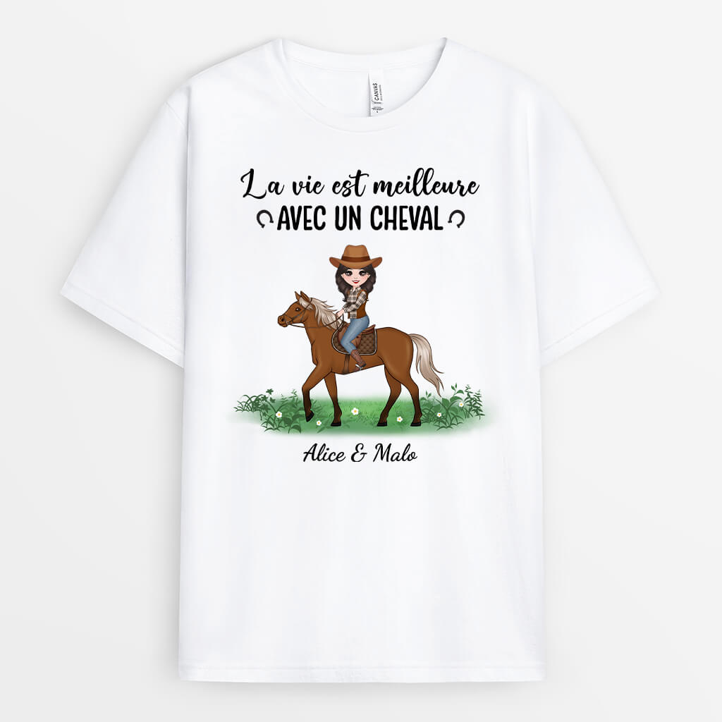 1184AFR2 Cadeau Personnalise T shirt Vie Cheval Amoureux des animaux