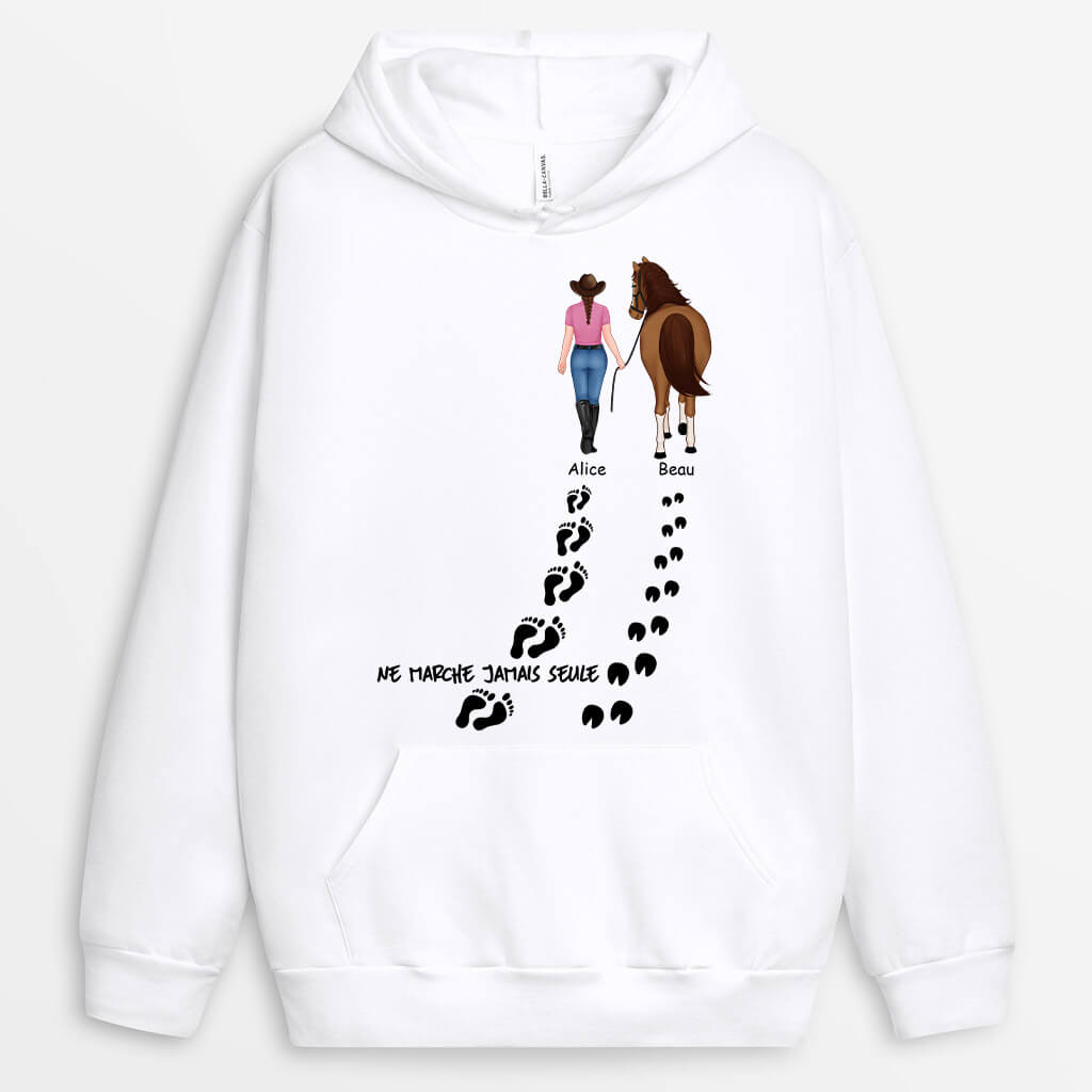 1187HFR2 Cadeau Personnalise Sweat a Capuche Marche Seule Cheval Amoureux des animaux_d658c9ee fa95 4d7b 8350 c1f025dac4ac