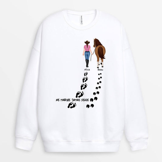 1187WFR2 Cadeau Personnalise Sweatshirt Marche Seule Cheval Amoureux des animaux_ac3612fb 7734 46c3 a76e 6fbdedb75fb2