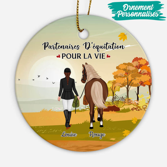 1188OFR1 Cadeau Personnalise Ornement Partenaires Equitation Vie Chevaux Amoureux des animaux