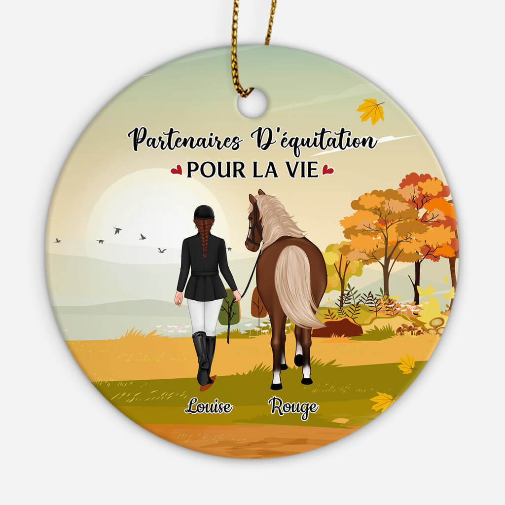 1188OFR2 Cadeau Personnalise Ornement Partenaires Equitation Vie Chevaux Amoureux des animaux