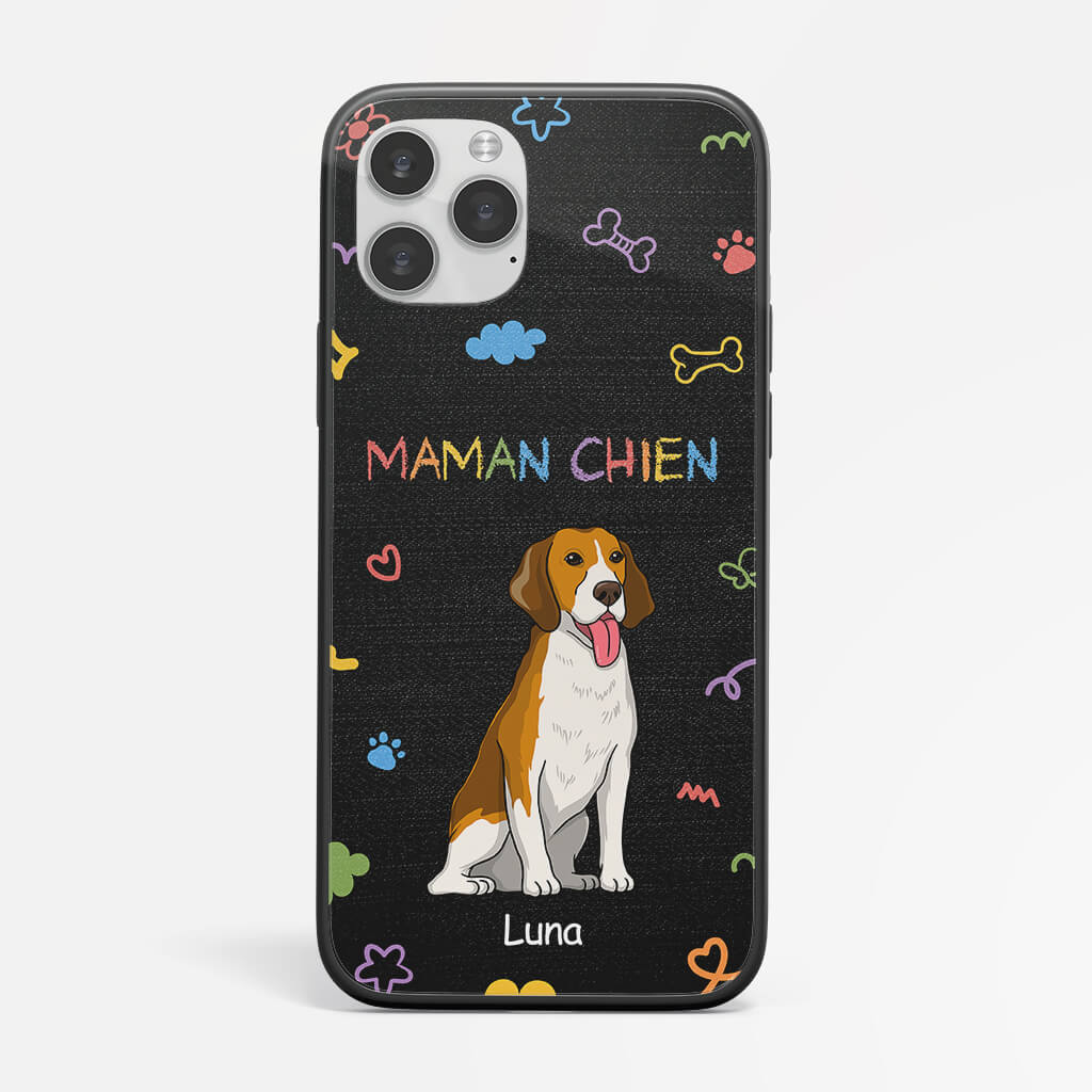 1201FFR1 Cadeau Personnalise Coque Telephone Maman Chien Papa Chien Amoureux des animaux