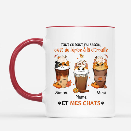 1208MFR2 Cadeau Personnalise Mug Besoin Epice Citroulle Chat Amoureux des animaux