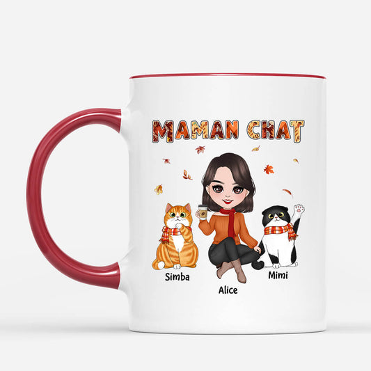 1210MFR2 Cadeau Personnalise Mug Maman Chat Automne Amoureux des animaux