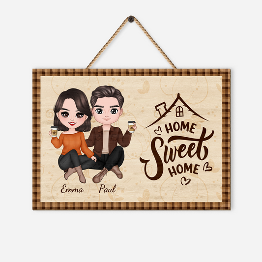 1212QFR1 plaque en bois personnalisee pour couple maison douce 1212qkh0g