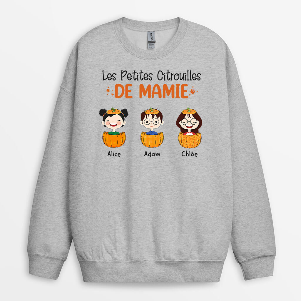 1213WFR2 Cadeau Personnalise Sweatshirt Citrouilles Mamie Grand mere