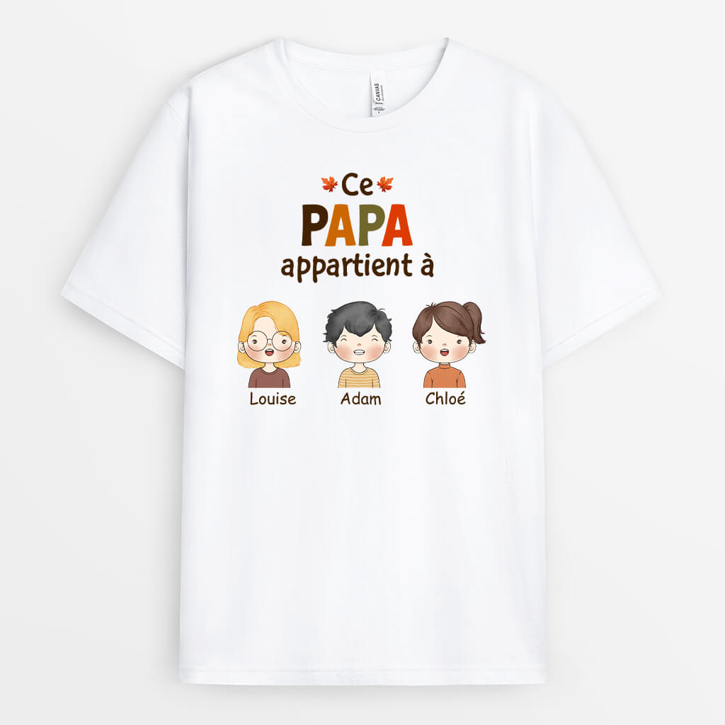 1215AFR1 Cadeau Personnalise T shirt Appartient Papy Papa