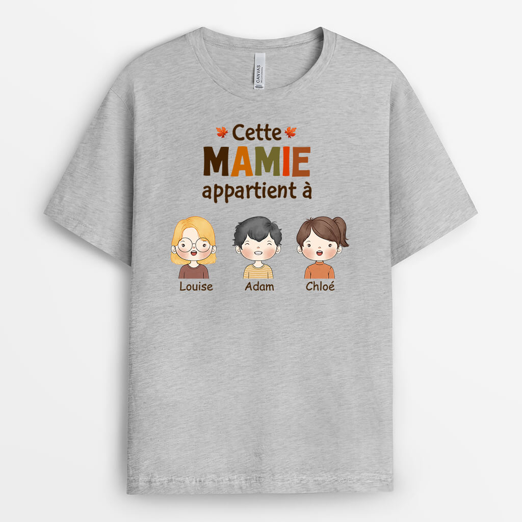 1215AFR2 Cadeau Personnalise T shirt Appartient Mamie Maman