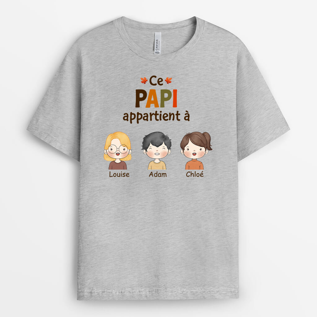 1215AFR2 Cadeau Personnalise T shirt Appartient Papy Papa