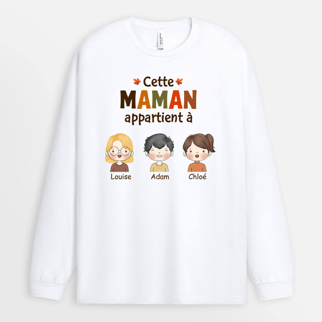 1215NFR1 Cadeau Personnalise Manches Longues Appartient Mamie Maman