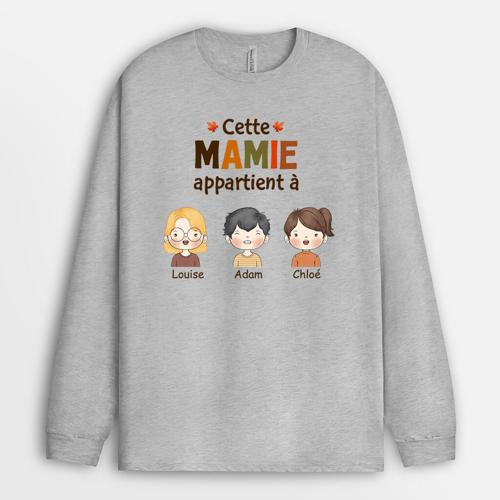 1215NFR2 Cadeau Personnalise Manches Longues Appartient Mamie Maman