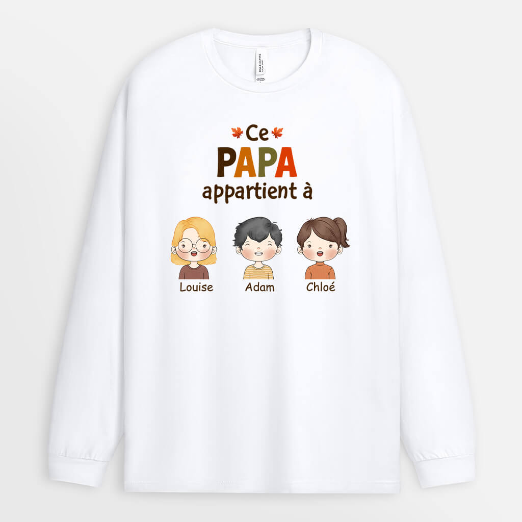 1215NFRN1 Cadeau Personnalise Manches Longues Appartient Papy Papa_1