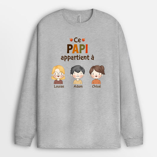 1215NFRN2 Cadeau Personnalise Manches Longues Appartient Papy Papa_2