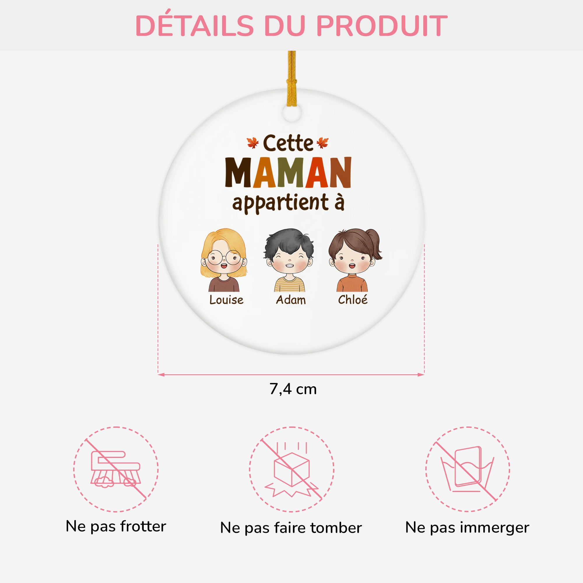 1215OFR3 ornement noel ceramique personnalise cette maman appartient a 1215o3l8a