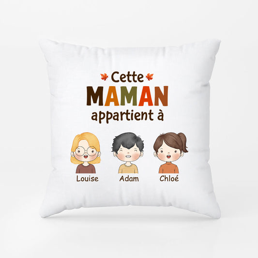 1215PFR1 Cadeau Personnalise Coussin Appartient Mamie Maman