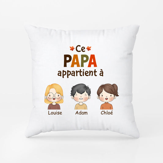 1215PFR1 Cadeau Personnalise Coussin Appartient Papy Papa