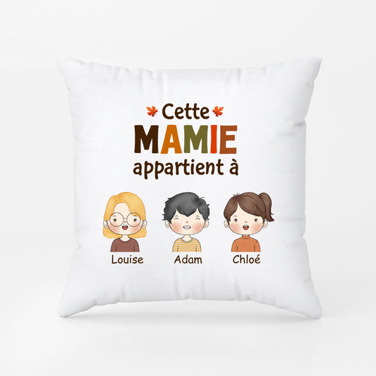 1215PFR2 Cadeau Personnalise Coussin Appartient Mamie Maman