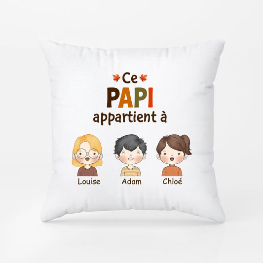 1215PFR2 Cadeau Personnalise Coussin Appartient Papy Papa