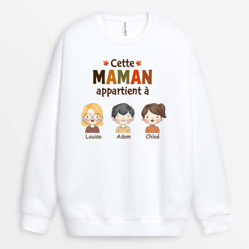 1215WFR1 Cadeau Personnalise Sweatshirt Appartient Mamie Maman