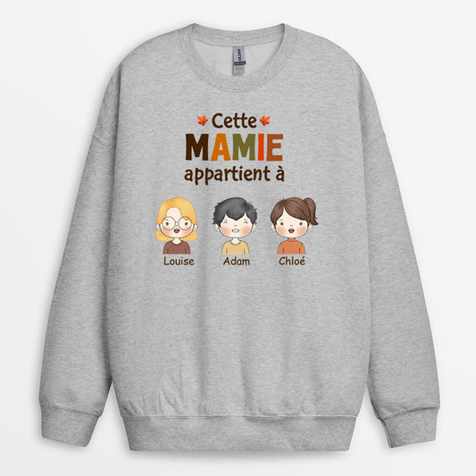 1215WFR2 Cadeau Personnalise Sweatshirt Appartient Mamie Maman