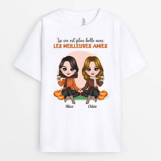 1218AFR1 Cadeau Personnalise T shirt Vie Meilleurs Amis Meilleures Amies