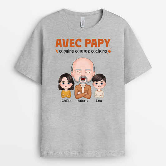 1219AFR2 Cadeau Personnalise T shirt Copains Cochons Papa