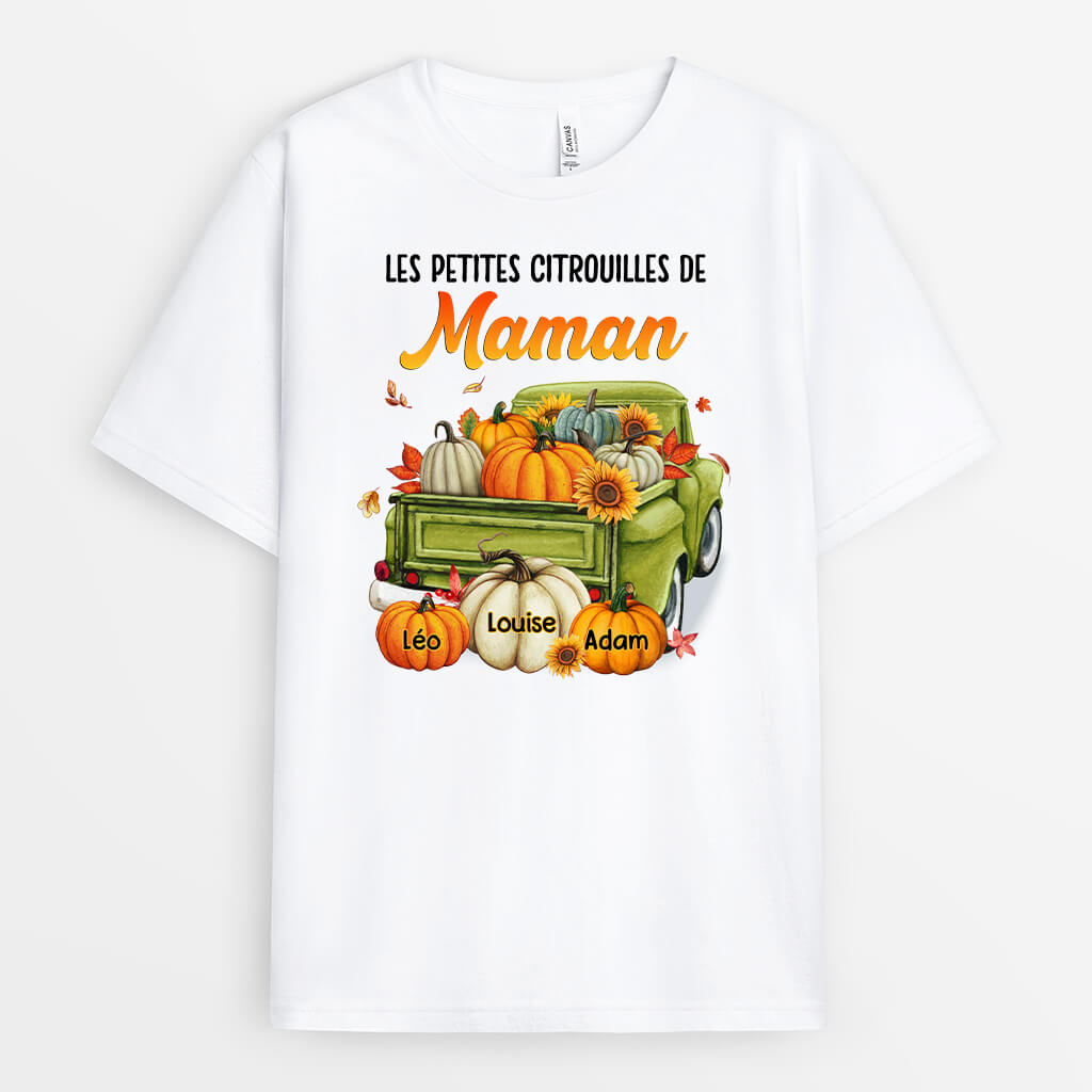 1222AFR1 Cadeau Personnalise T shirt Citrouilles Maman Mamie Mere Grand mere