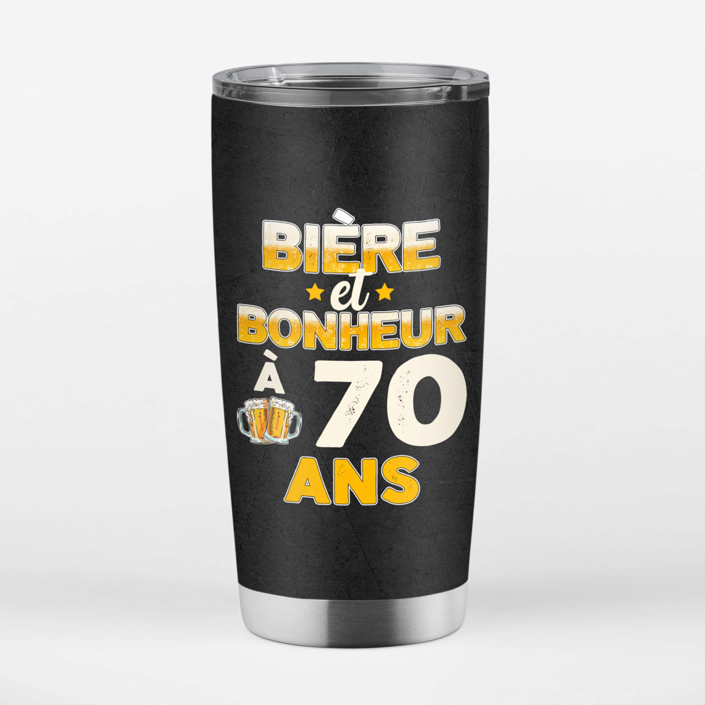 1243TFR3 mug isotherme acclamations et biere anniversaire de 70 ans personnalise