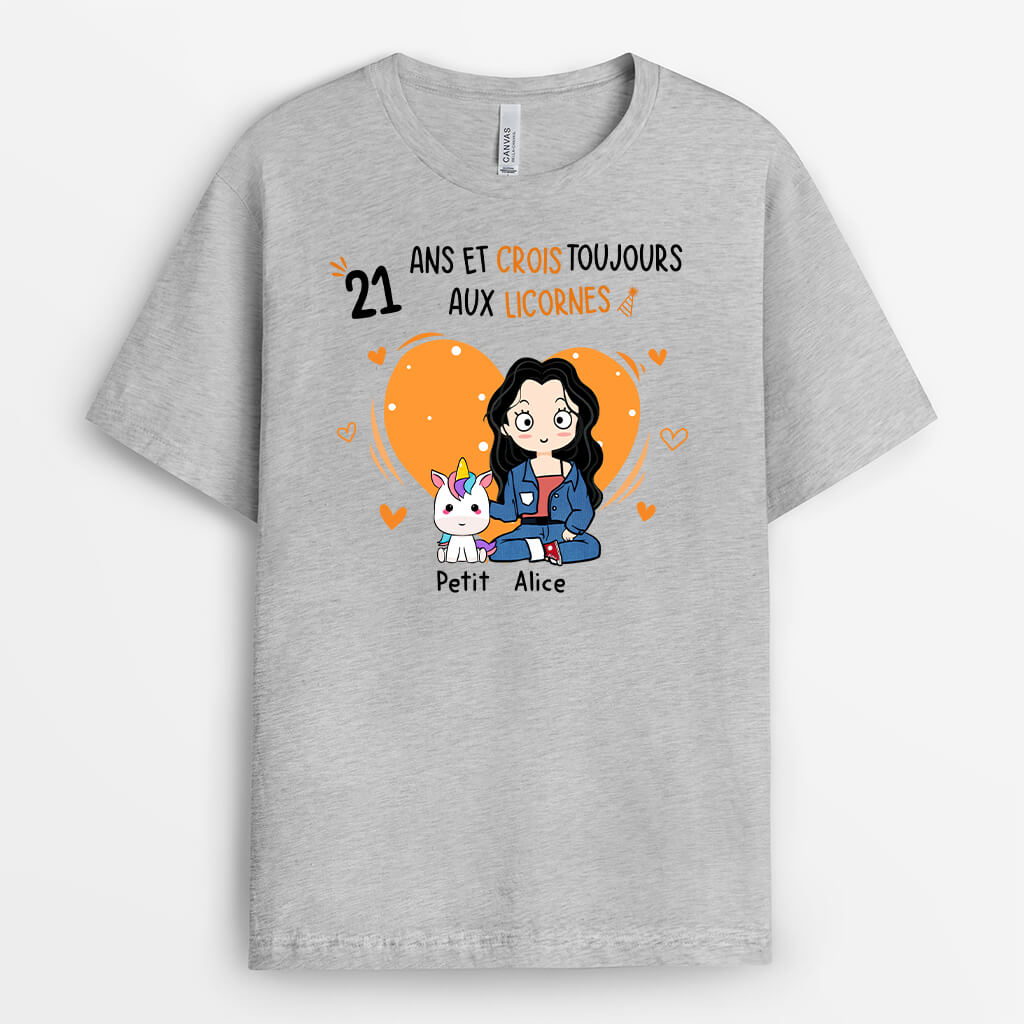 1244AFR2 t shirt 18 ans et crois toujours aux licornes personnalise