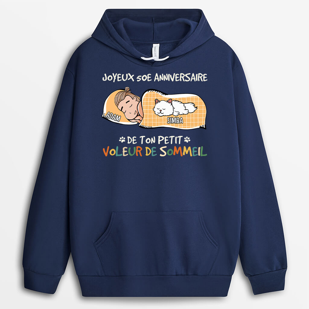 1246HFR2 sweat a capuche joyeux 30e anniversaire petit voleur de sommeil personnalise