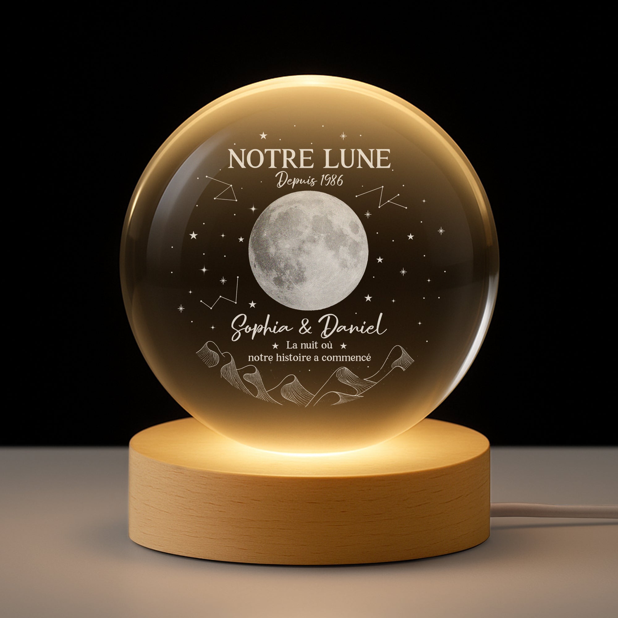 Veilleuse Boule De Cristal Personnalisée Couple - Notre Lune 商品缩略图