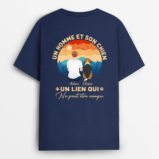 1261AFR1 t shirt un homme et son chien un lien qui ne peut etre rompu foret personnalise