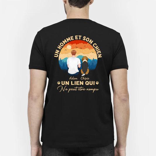 1261AFR2 t shirt un homme et son chien un lien qui ne peut etre rompu foret personnalise