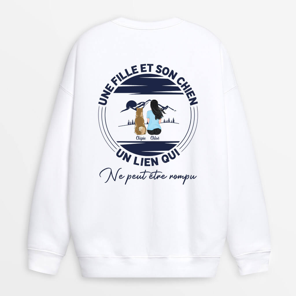 1264WFR1 sweatshirt une fille et son chien un lien qui ne peut etre rompu montagnes personnalise