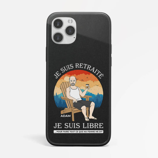 1272FFR1 coque de telephone iphone 14 je suis en retraite je suis libre pour ma femme personnalisee