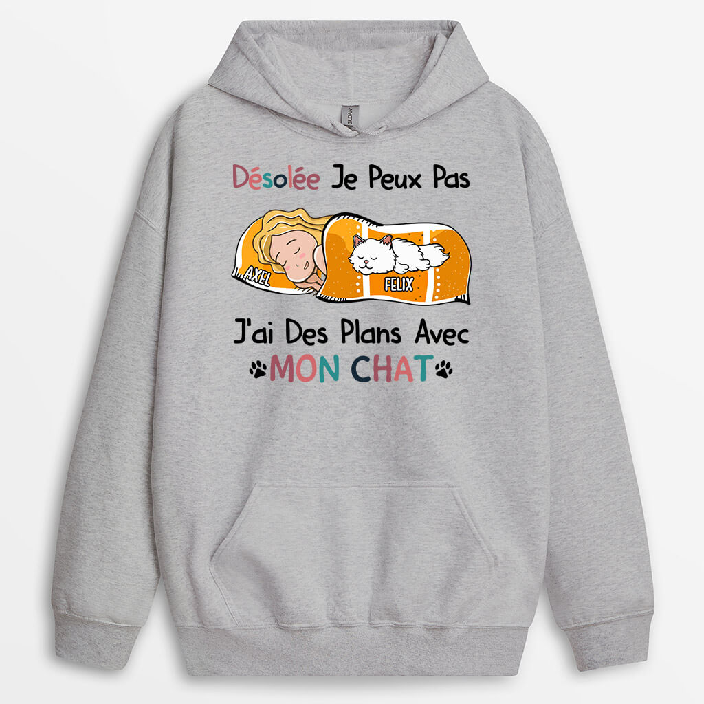 1287HFR2 t shirt jai des plans avec mon chat personnalise