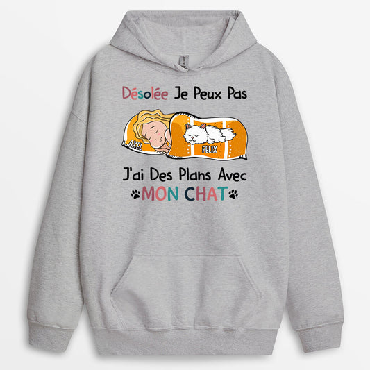 1287HFR2 t shirt jai des plans avec mon chat personnalise