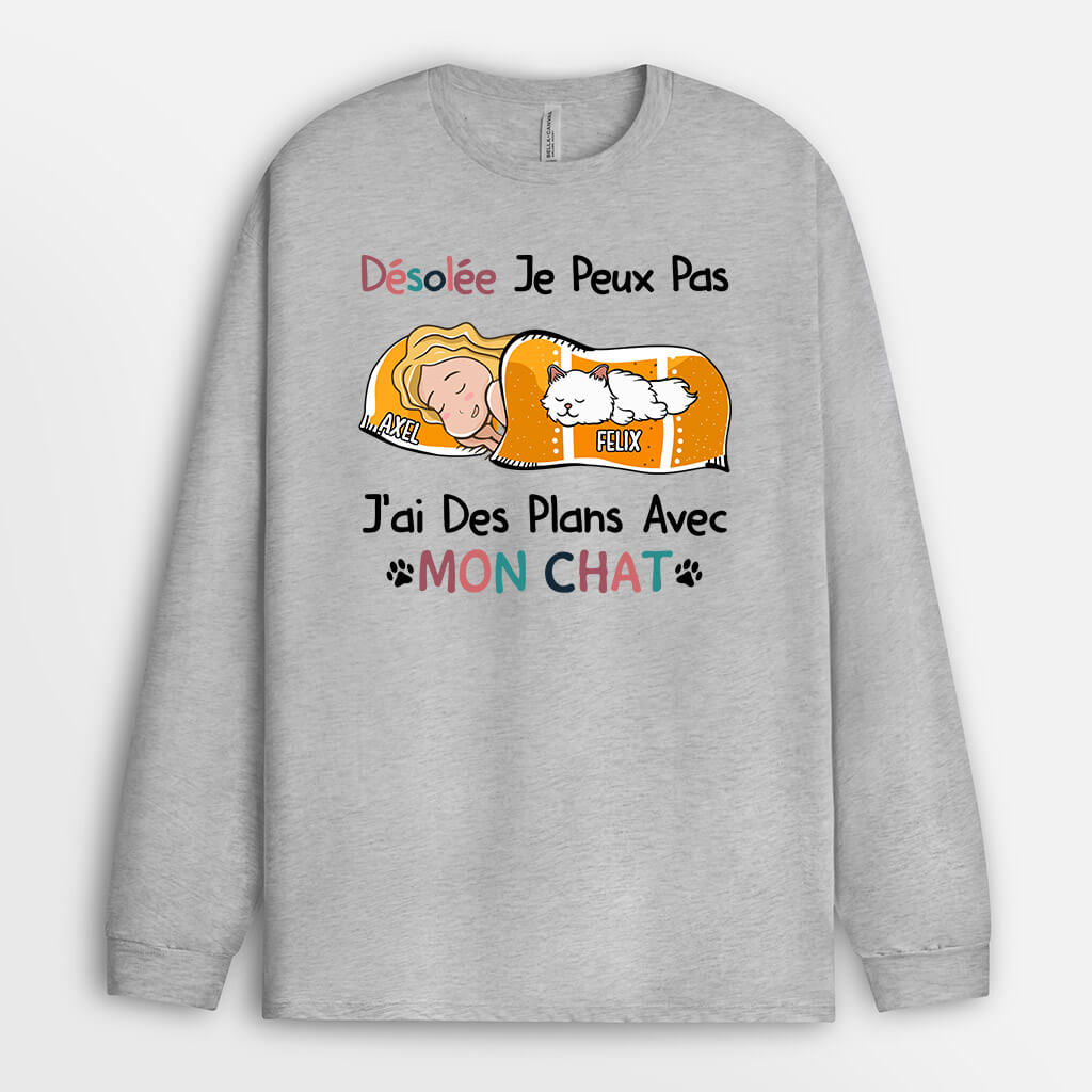 1287NFR2 t shirt jai des plans avec mon chat personnalise