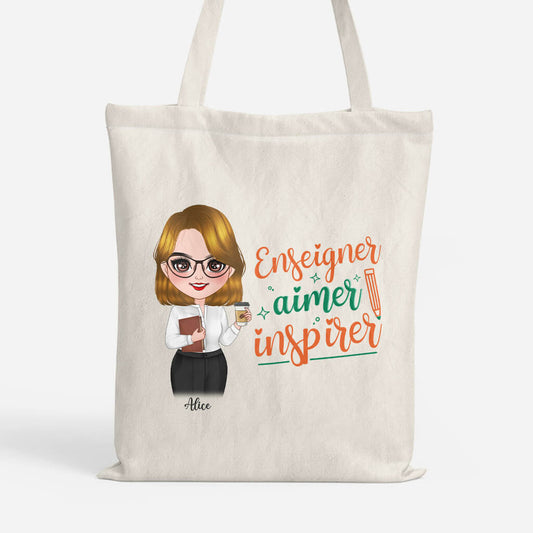 1291BFR1 tote bag enseigner aimer inspirer personnalise