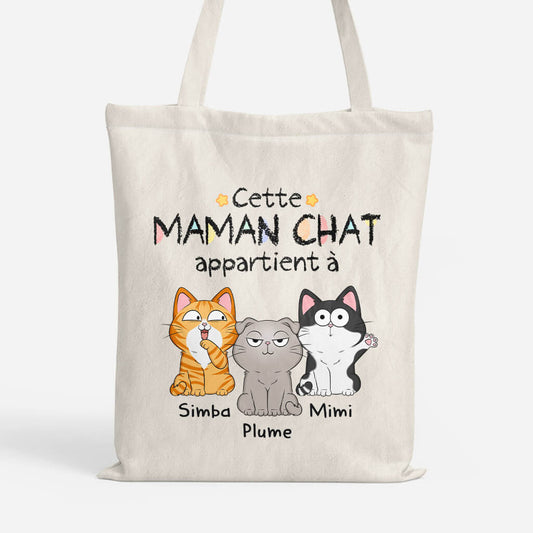 1295BFR1 tote bag cette maman ce papa chat appartient a personnalise