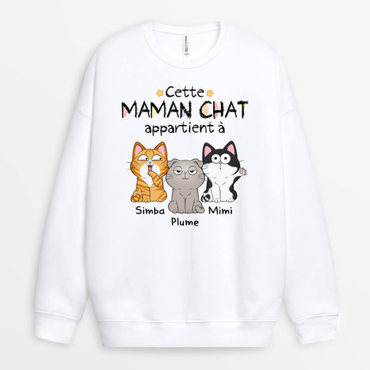 1295WFR1 sweatshirt cette maman ce papa chat appartient a personnalise