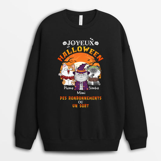 1302WFR1 sweatshirt joyeux halloween des ronronnements ou un sort personnalise