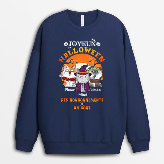 1302WFR2 sweatshirt joyeux halloween des ronronnements ou un sort personnalise