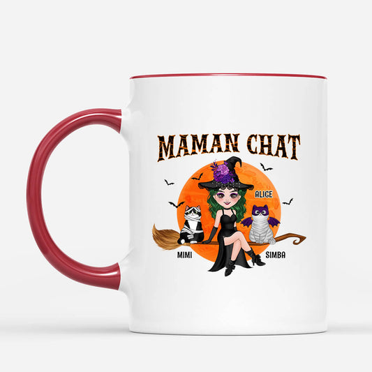 1310MFR2 mug maman chat sorciere avec son balai personnalise