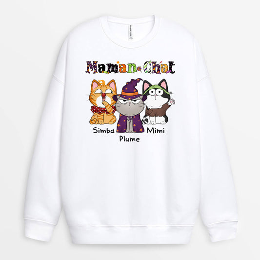 1311WFR1 sweatshirt maman chat mimi motif halloween personnalise