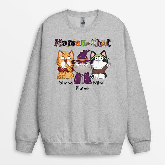 1311WFR2 sweatshirt maman chat mimi motif halloween personnalise