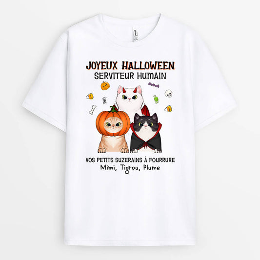 1316AFR1 t shirt joyeux halloween serviteur humain personnalise