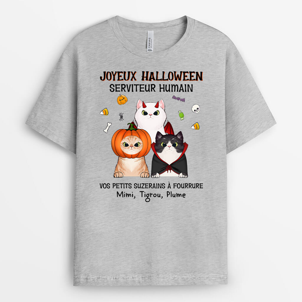 1316AFR2 t shirt joyeux halloween serviteur humain personnalise