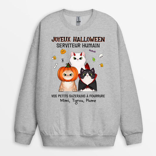 1316WFR2 sweatshirt joyeux halloween serviteur humain personnalise